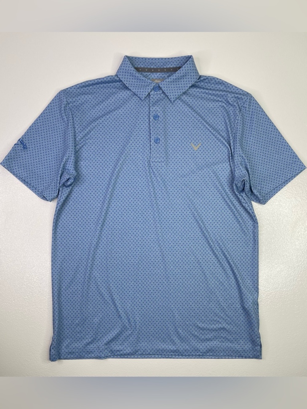 Callaway Opti-Dri Blue Geometric Micro-Print Performance Polo S
